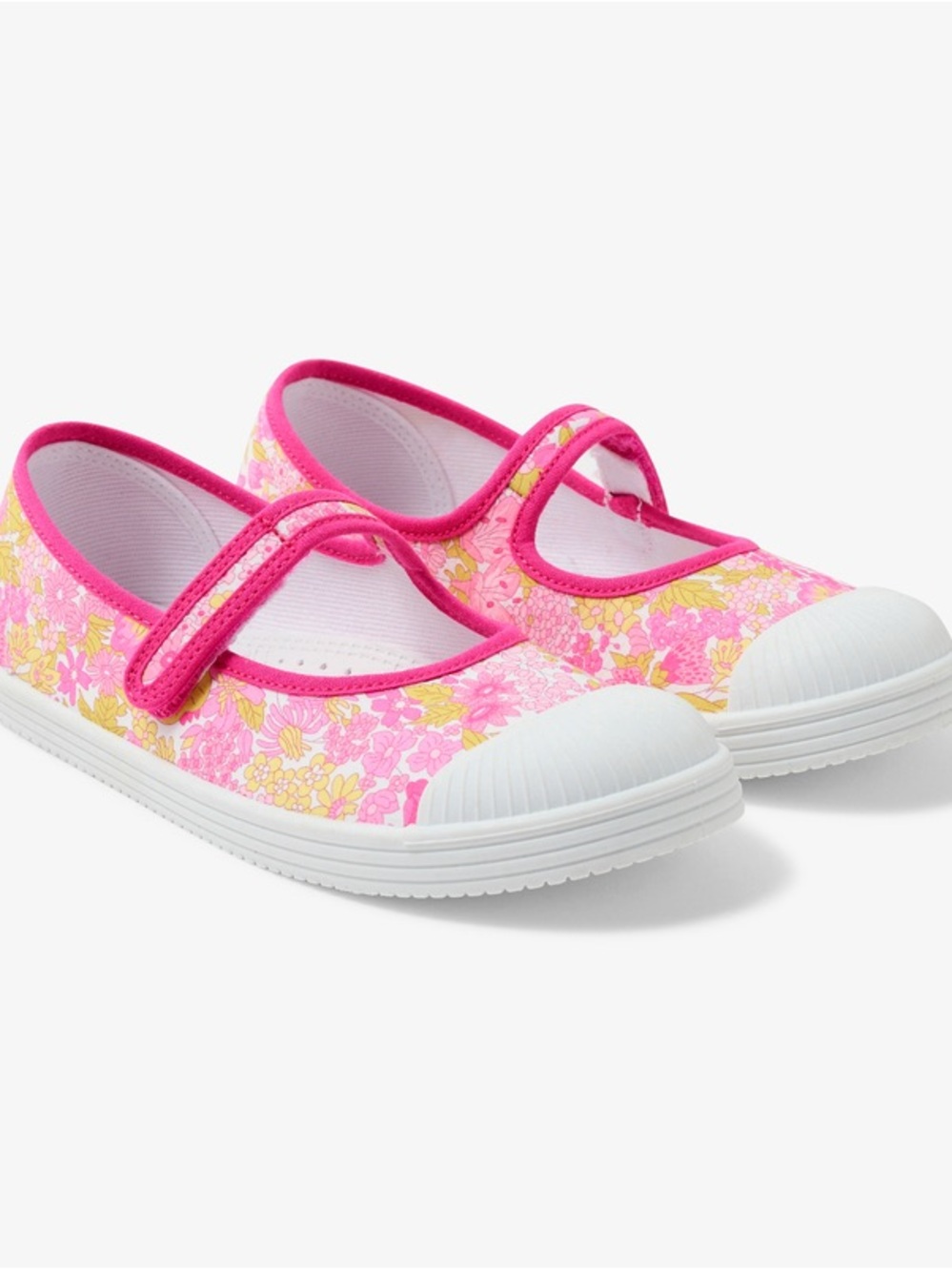 Jacadi Pink and Yellow Floral Mary Jane Sneakers